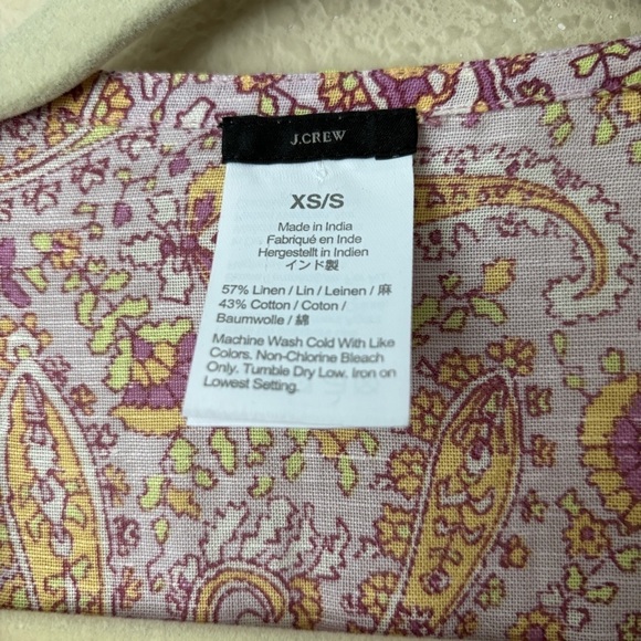 J. Crew Linen Blend Boho Paisley Printed Fringe Trim Beach Poncho Swim Cover Up - Picture 3 of 11